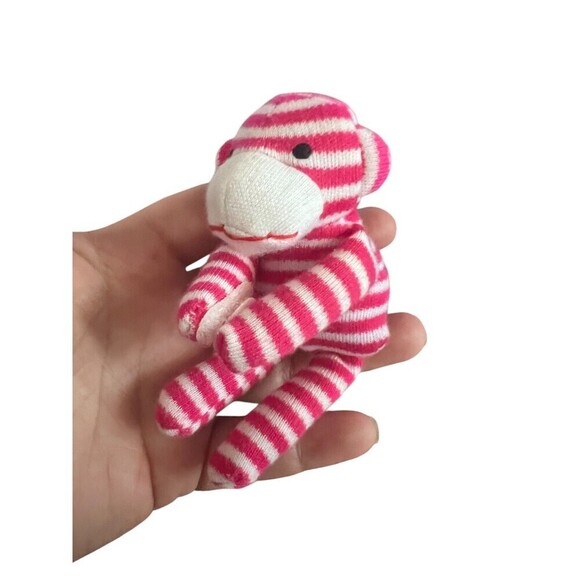 NEW 2010 Whimzy Pets Mini Sock Monkey “Smooch” Plush Stuffed Animal Toy Pink HTF - Picture 3 of 4
